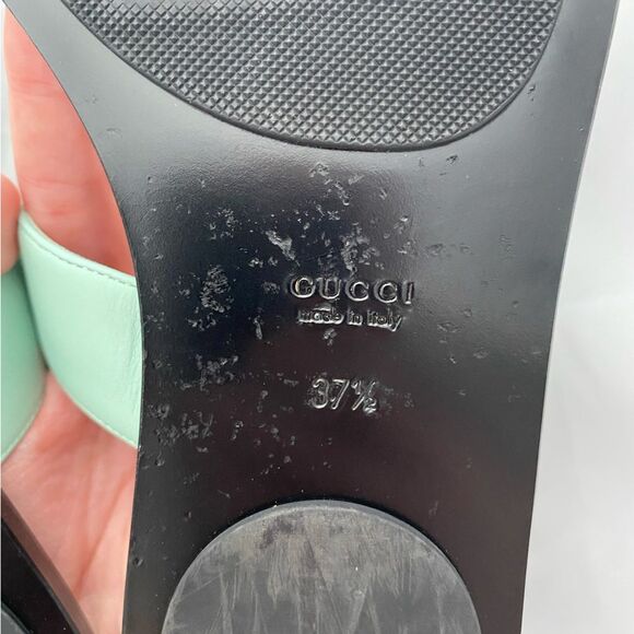 Gucci Marmont GG Thong Leather Water Green EU 37.5 US 7.5 Flip Flop Flat Sandals - Picture 14 of 16